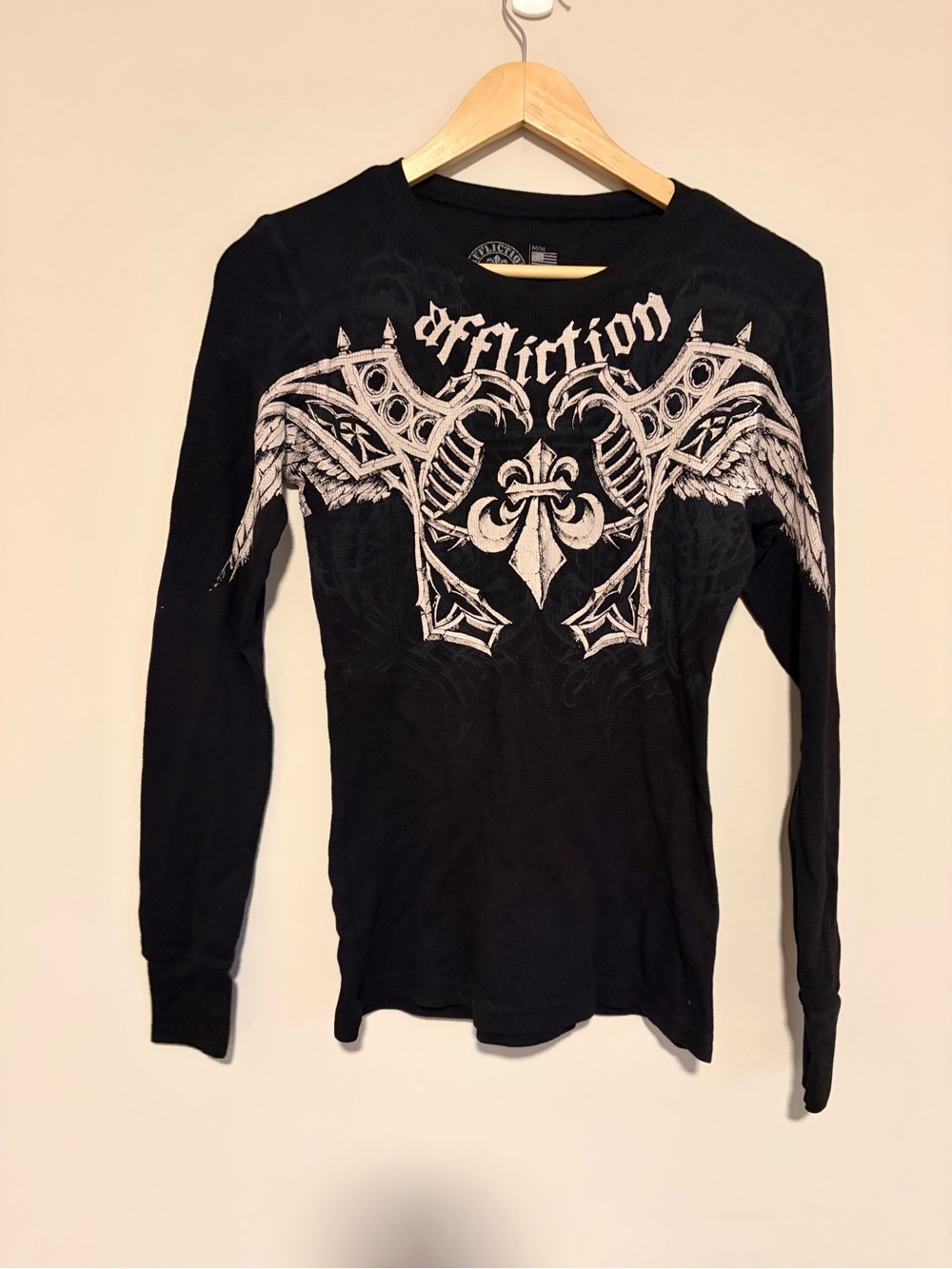 Affliction y2k Black Long Sleeve Graphic Top